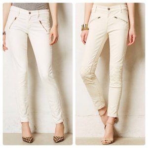 Anthropologie Pilcro Womens Cream Skinny Moto Jean
